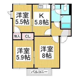 フレグランス桃 Ⅰ【2階】の間取り