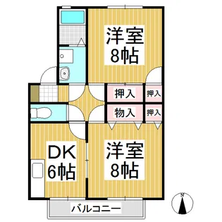 ラ・アンソレイユA【1階】の間取り