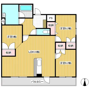 ブランニューシティ E棟【6階】の間取り