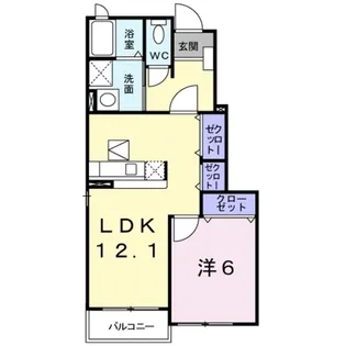 カーサ エレガンテC【1階】の間取り