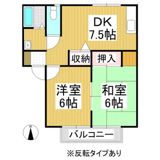 アップルハイツ B棟【2階】の間取り