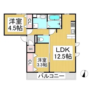 プラム・クリーク E【1階】の間取り