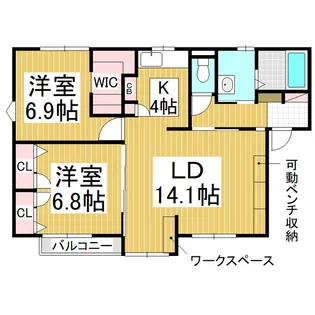 ベルメゾン若里 N棟【2階】の間取り