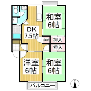 稲田ライブタウンB棟【1階】の間取り