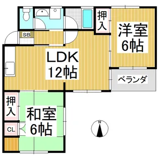 サンハイツ西条【1階】の間取り