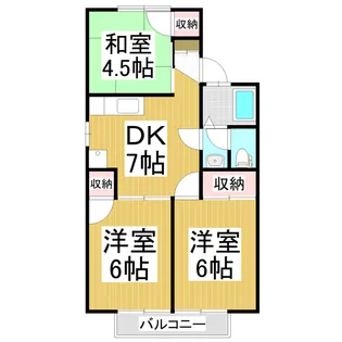 ソフィート箱清水 B棟【1階】の間取り