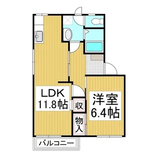 ラプラス稲田N棟【2階】の間取り