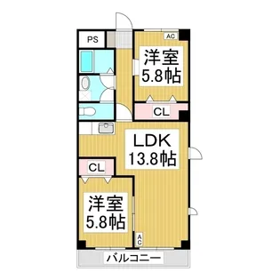中御所グランバレーA館【1階】の間取り