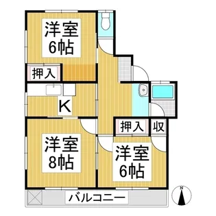 富士ハイツA棟【2階】の間取り