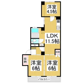カーサ三輪【2階】の間取り