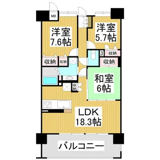 ポレスターセントラルシティ長野903号室【9階】の間取り