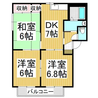 ファミーユいずも A・B【2階】の間取り