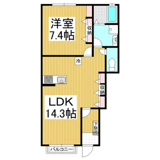 ウィズハイム大町【1階】の間取り