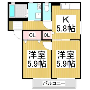 グランシードあづみB【2階】の間取り