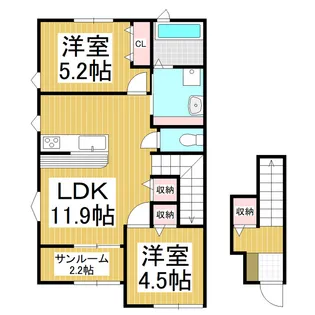 クアトロ常盤 B棟【202号室】の間取り