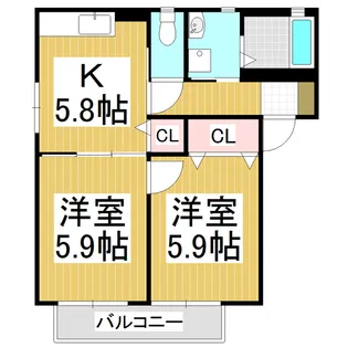 グランシードあづみB【2階】の間取り