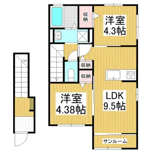 フェリーチェ北大町A【2階】の間取り