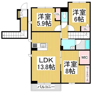 アンソレイユ【2階】の間取り