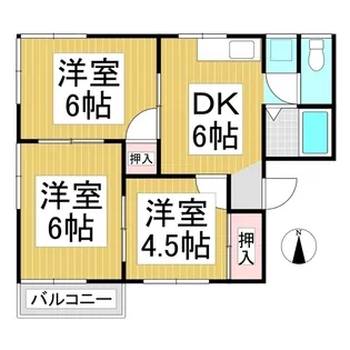 アトゥレ若葉Ⅰ【2階】の間取り