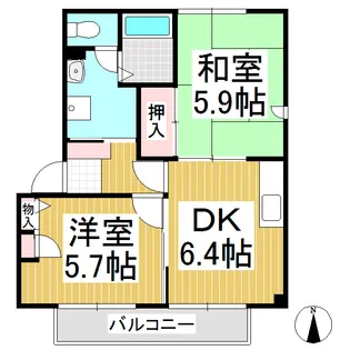 サンライズ21 A棟【2階】の間取り