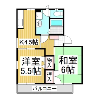 王地ハイツ B棟【1階】の間取り