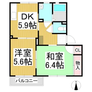 アップルヤマハ A棟【1階】の間取り