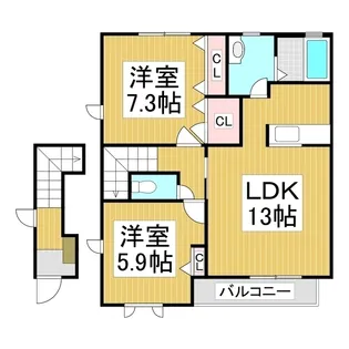 ディアライト A棟【2階】の間取り