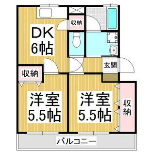楓青山ハイツA棟【2階】の間取り