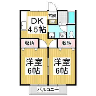 グランドローゼB【1階】の間取り