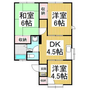 コーポ雲雀ヶ丘AB【2階】の間取り