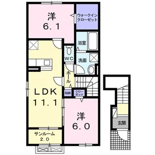 サニーテラスB【2階】の間取り