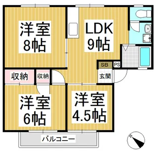サンパレス沢尻 B棟【1階】の間取り