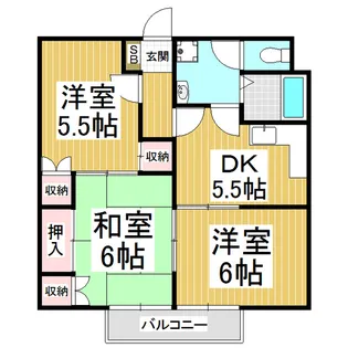 御園青山ハイツD【2階】の間取り