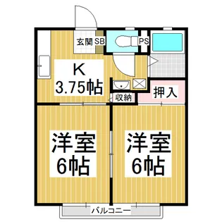 サンシティープリンス【1階】の間取り