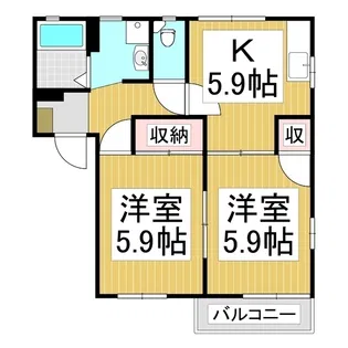 富貴原ハイツ A棟【1階】の間取り