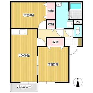 セジュール飛鳥B棟【1階】の間取り