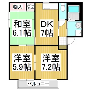 西上田ハイツⅠ1【1階】の間取り