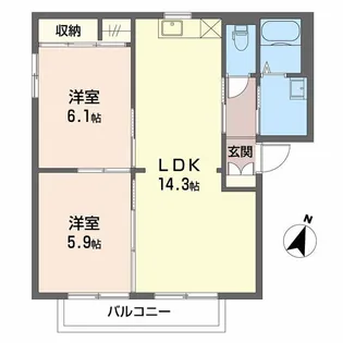 バリュージュあずまだB【2階】の間取り