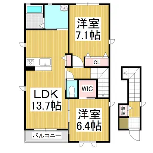 クラヴィエ並柳B棟【2階】の間取り