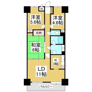 ダイアパレス松本大手 1109【11階】の間取り