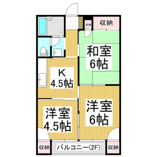 白樺ハイツA棟【2階】の間取り