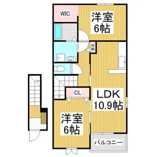 フレスクーラ蟻ヶ崎Ⅱ【2階】の間取り