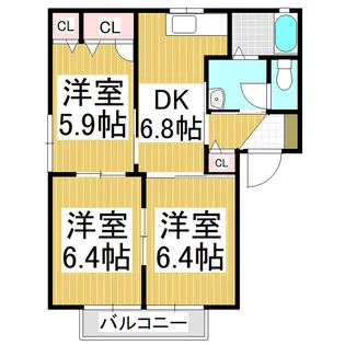 フォーレスパルK B棟【1階】の間取り