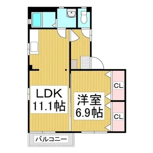 メゾン西条B棟【1階】の間取り