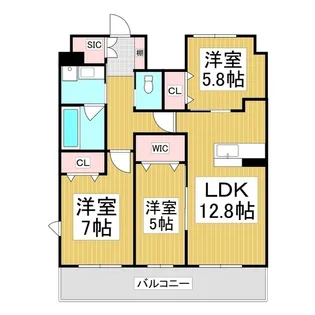 コンフォーティア広丘吉田Ⅲ A棟【9階】の間取り