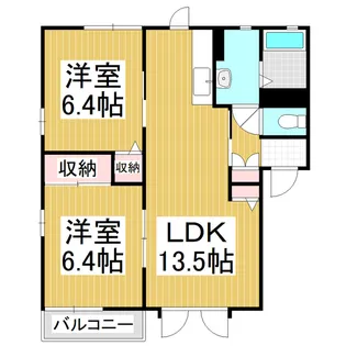 ヴィルヌーブ清水A棟【2階】の間取り