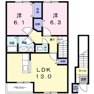 コン フォルターブル【2階】の間取り