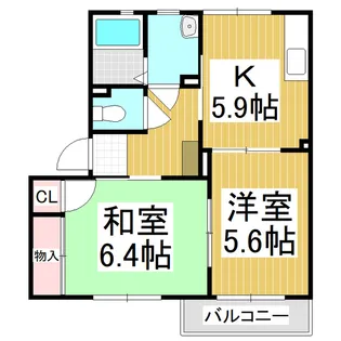 アップルヤマハ B棟【1階】の間取り