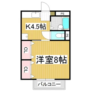 ハラタハイツC【1階】の間取り