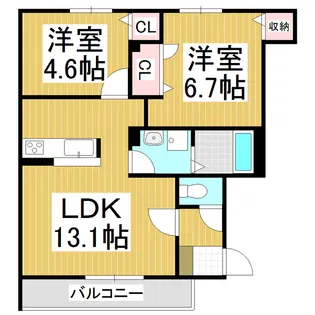 ヴィラーチェひまわり B【1階】の間取り